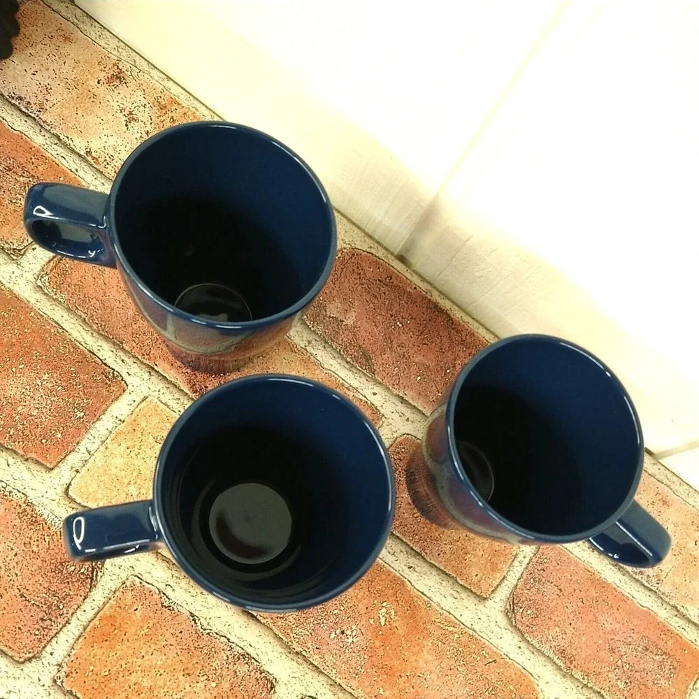 IKEA Fargrik Mugs Blue (Set of 3) Coffee Tea Stoneware‎ Cup #21533 Stackable